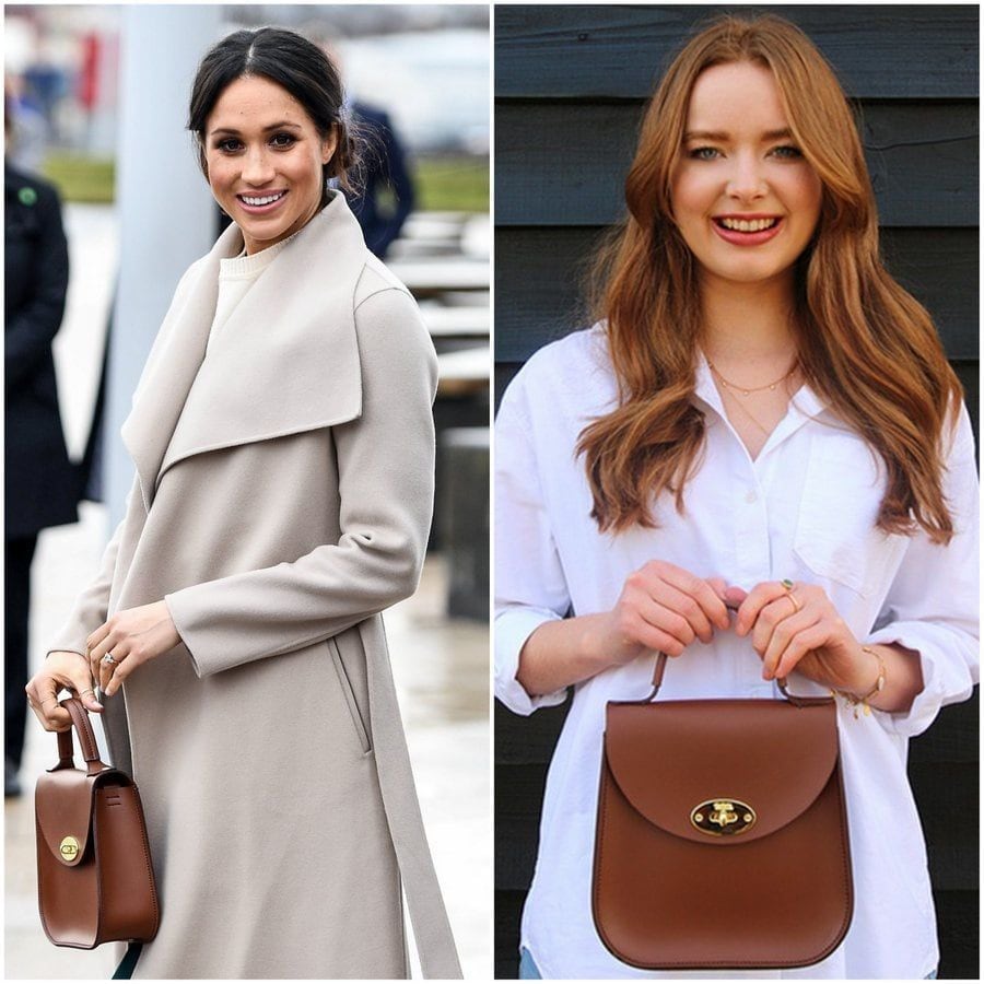 <b>The New Edition Bloomsbury bag by Charlotte Elizabeth</B>
The former <I>Suits</I> star carried this stylish purse when she visited Northern Ireland with fiance Prince Harry in March 2018. The piece is a re-vamped version of the original Bloomsbury bag, and has a gold foil logo on the back, gold front clasp and a detachable strap. Meghan's is in chestnut, but it is also available for pre-order on the Charlotte Elizabeth website in black and red.
Photos: WENN, charlottelizabeth.com