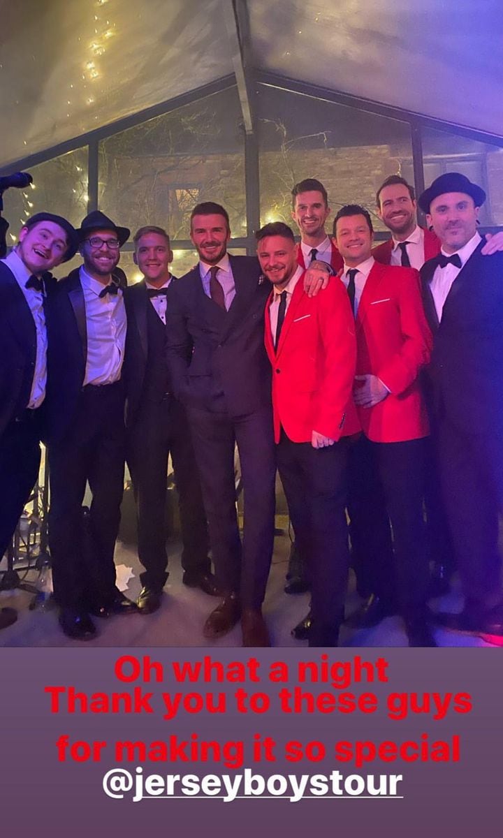 David Beckham and Jersey Boys cast