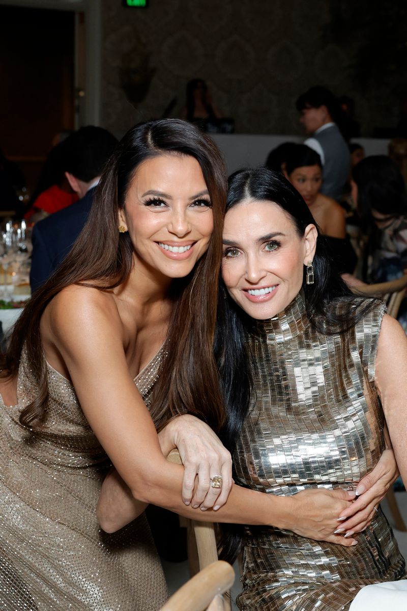 Eva Longoria and Demi Moore, wearing Ralph Lauren