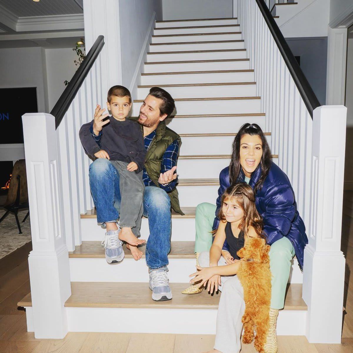 Kourtney Kardashian and Scott Disick with their children