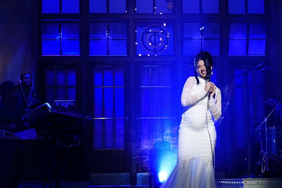 SATURDAY NIGHT LIVE -- Episode 1742 "Chadwick Boseman" -- Pictured: Musical Guest Cardi B Performs "Be Careful" in Studio 8H on Saturday, April 7, 2018 -- (Photo by: Will Heath/NBCU Photo Bank/NBCUniversal via Getty Images via Getty Images)