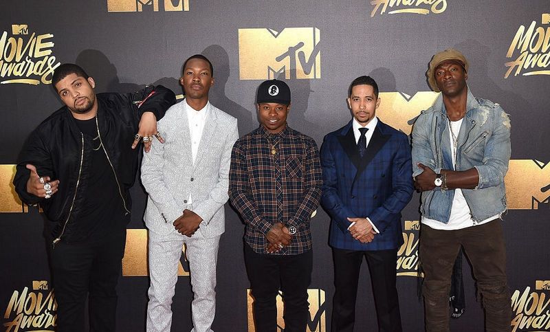 The cast of <i>Straight Outta Compton</i>: O'Shea Jackson Jr., Corey Hawkins, Jason Mitchell, Neil Brown Jr. and Aldis Hodge
<br>
Photo: WireImage