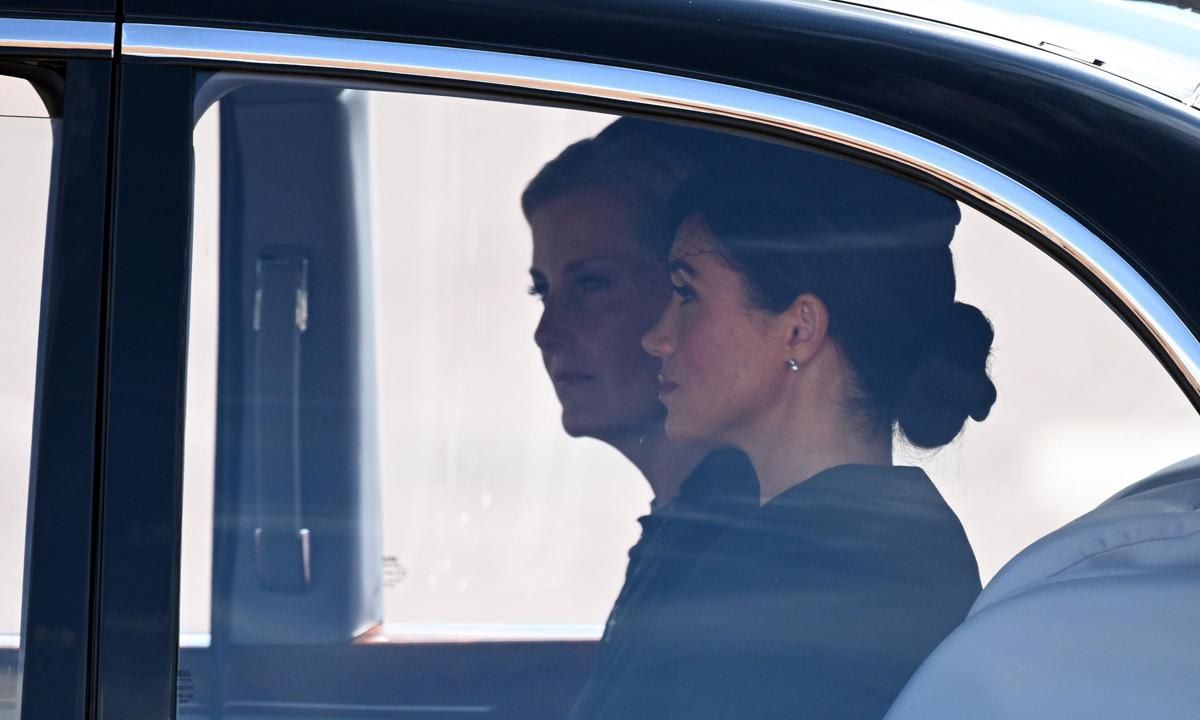 Meghan Markle and Sophie, Countess of Wessex followed in another car.