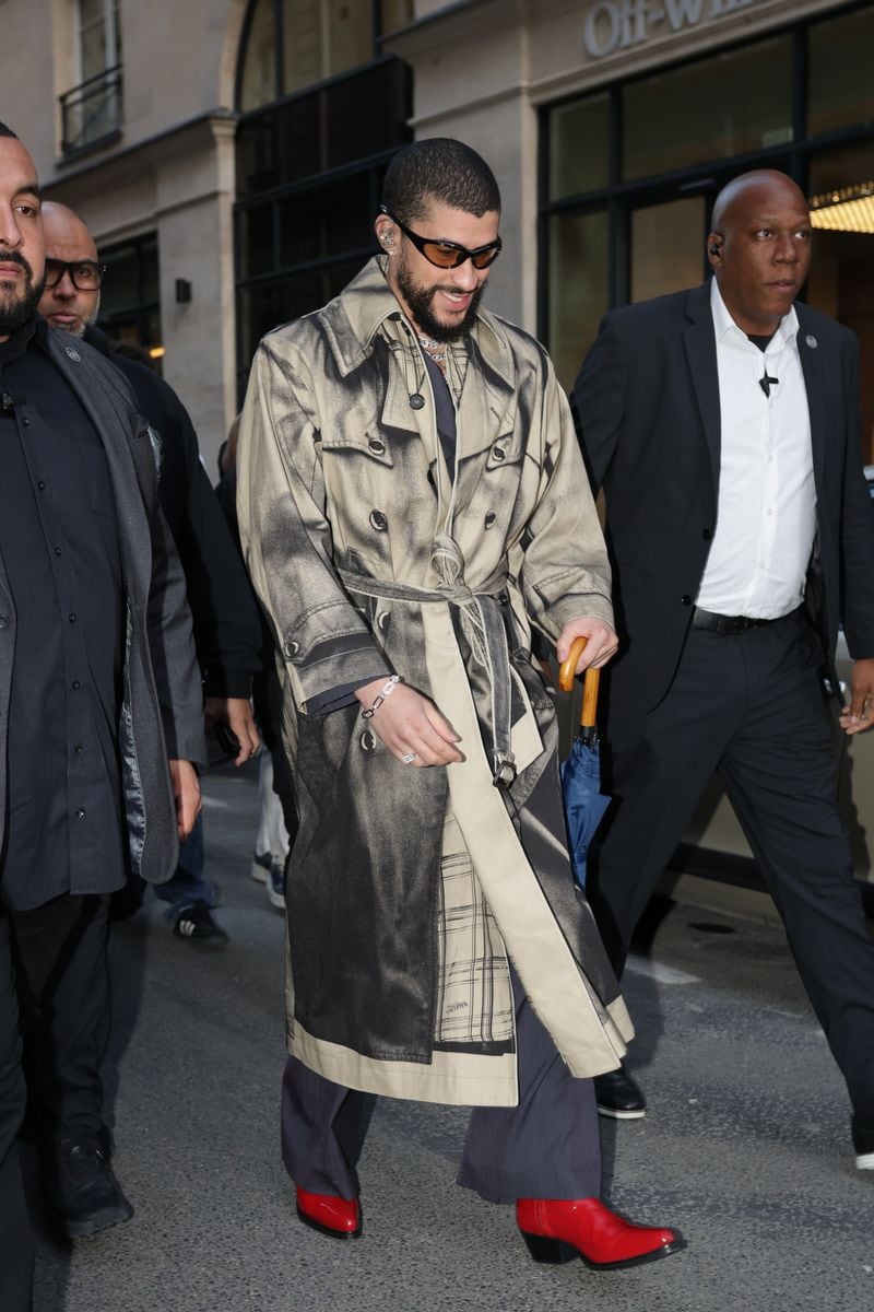  Bad Bunny is seen leaving his hotel on June 23, 2024 in Paris, France. (Photo by MEGA/GC Images)