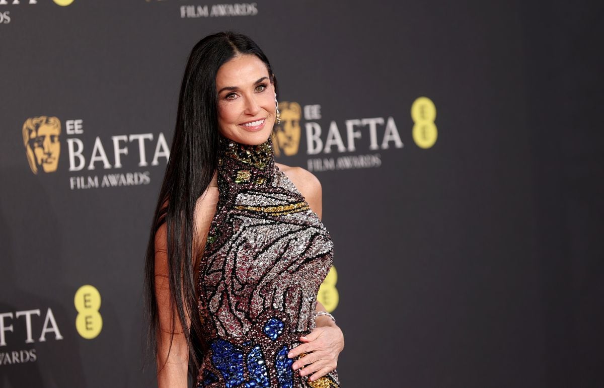 Demi Moore attends the 2025 EE BAFTA Film Awards at The Royal Festival Hall 