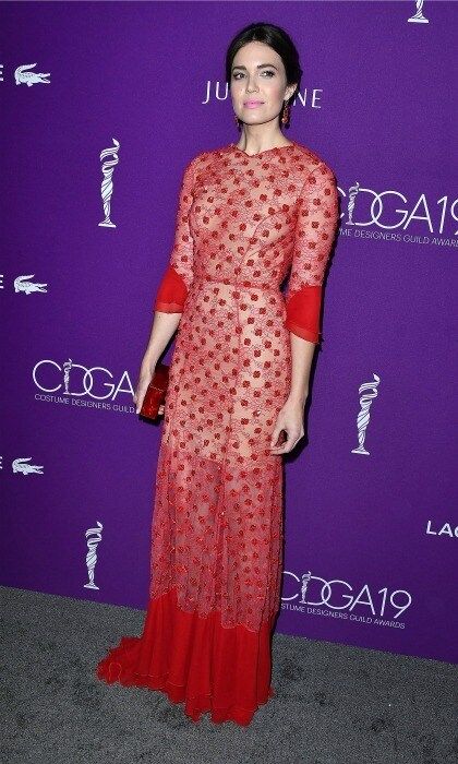 February 21: Red hot! Mandy Moore had the right look in a red dress by Jenny Packham during the 19th annual CDGA (Costume Designers Guild Awards) at The Beverly Hilton Hotel in Beverly Hills.
Photo: Steve Granitz/WireImage