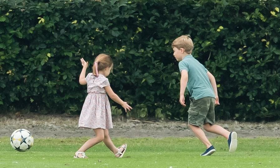 Prince George and Princess Charlotte play soccer