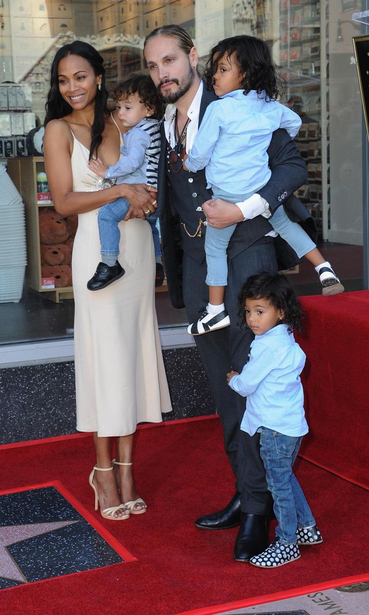 Zoe Saldana with her husband and kids