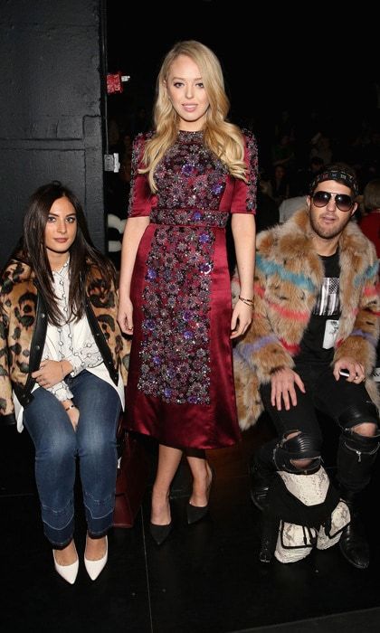 The first daughter dazzled in a colorful, embellished midi frock at the Dennis Basso show.
Photo: Robin Marchant/Getty Images for New York Fashion Week: The Shows