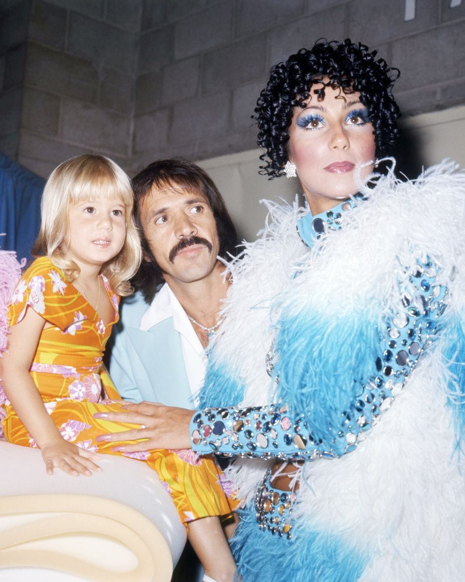 American pop singing duo Sonny & Cher with their daughter Chastity (later Chaz), circa 1973. Left to right: Chastity Bono, Sonny Bono (1935 - 1998) and Cher. (Photo by Silver Screen Collection/Getty Images)