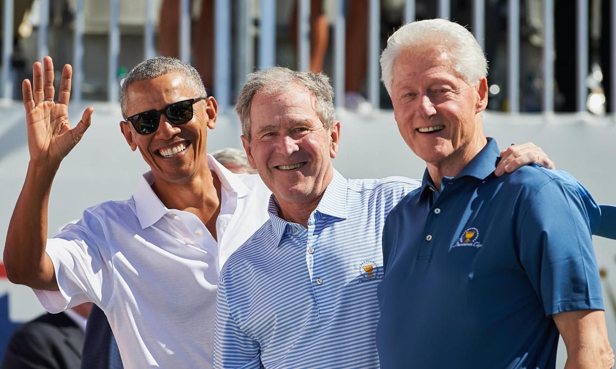 George W. Bush, Barrack Obama and Bill Clinton (pictured at the golf competition in 2017) have all served as Honorary Chairman