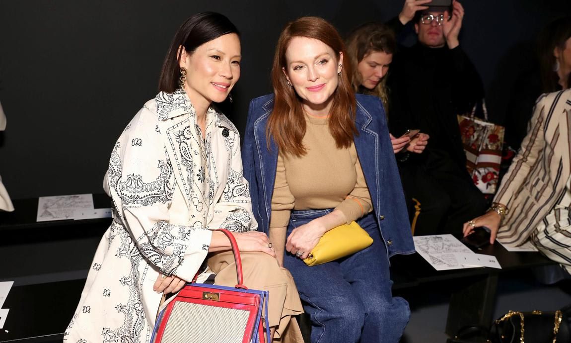 Julianne Moore and Lucy Liu attend Tory Burch's Fall/Winter 2020 show