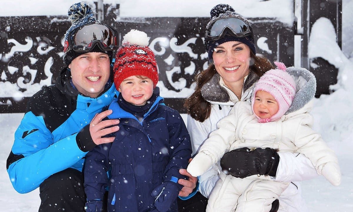 The Duke and Duchess enjoyed a ski holiday in the French Alps with their son Prince George and daughter Princess Charlotte in 2016.