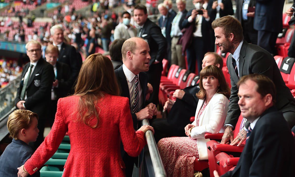 The Cambridges were seen greeting David Beckham, who was a guest at the couple's 2011 royal wedding.