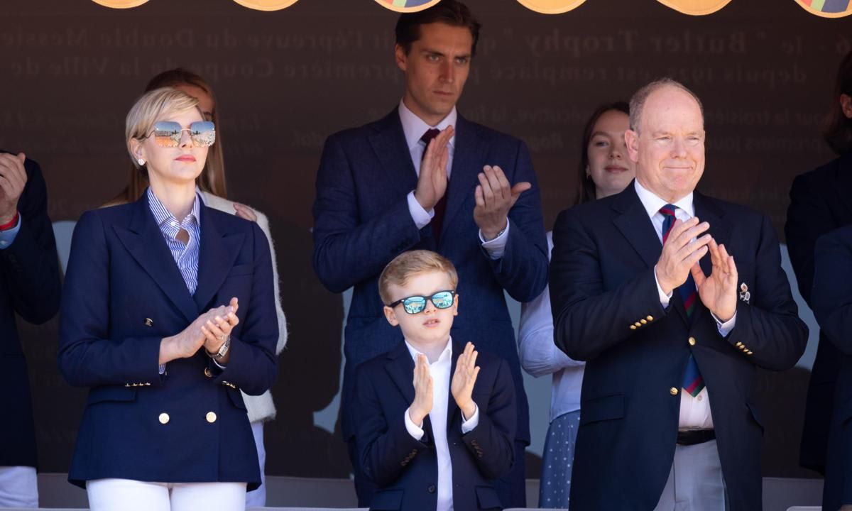 Prince Albert and Princess Charlene brought their nine-year-old son Prince Jacques to the match.