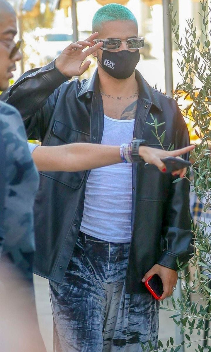 Maluma showed off his blue hair on Nov. 17 in West Hollywood