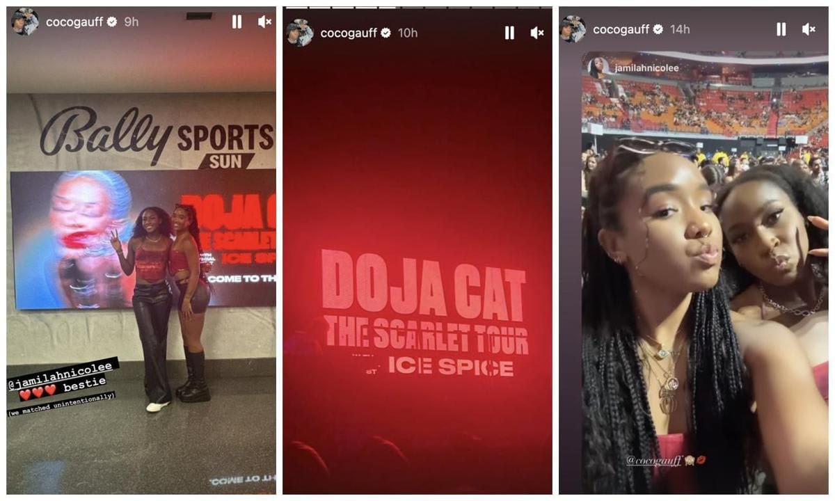 Coco Gauff and her bestie enjoy a night out to see Doja Cat perform in Miami