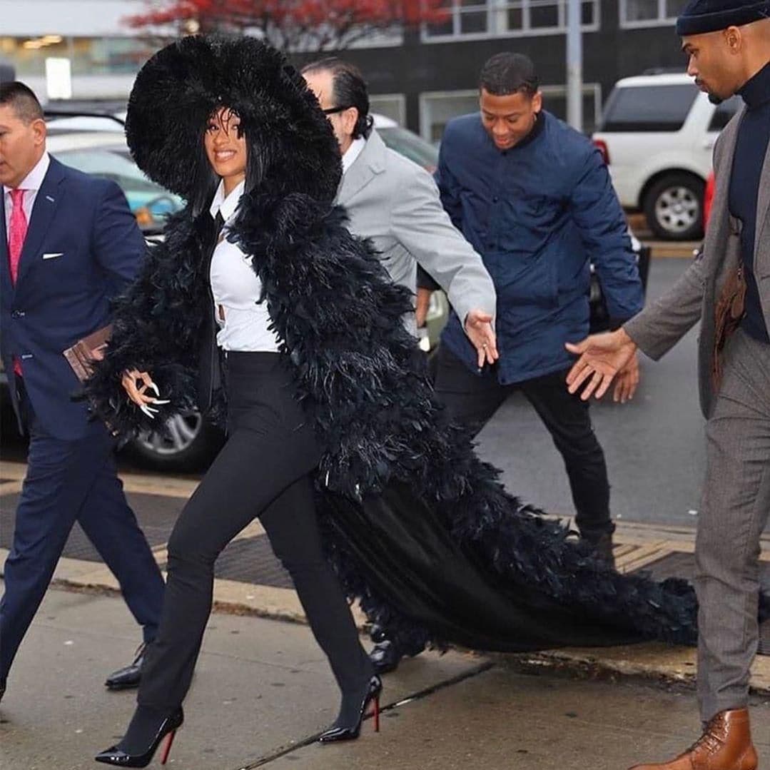 Cardi B wears feather outfit to courthouse