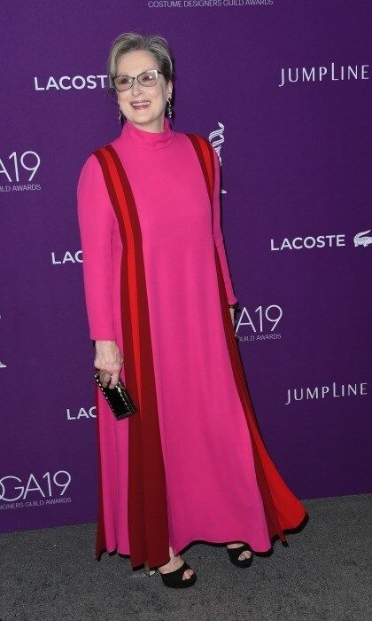 February 21: Meryl Streep mixed pink and red during the 19th CDGA (Costume Designers Guild Awards) at The Beverly Hilton Hotel in Beverly Hills.
Photo: Steve Granitz/WireImage