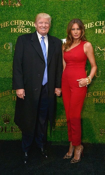 Melania showed off her trim figure in a red one-shoulder jumpsuit at the 2014 Central Park Horse Show presented by Rolex in New York City.
Photo: Eugene Gologursky/Getty Images for Land Rover