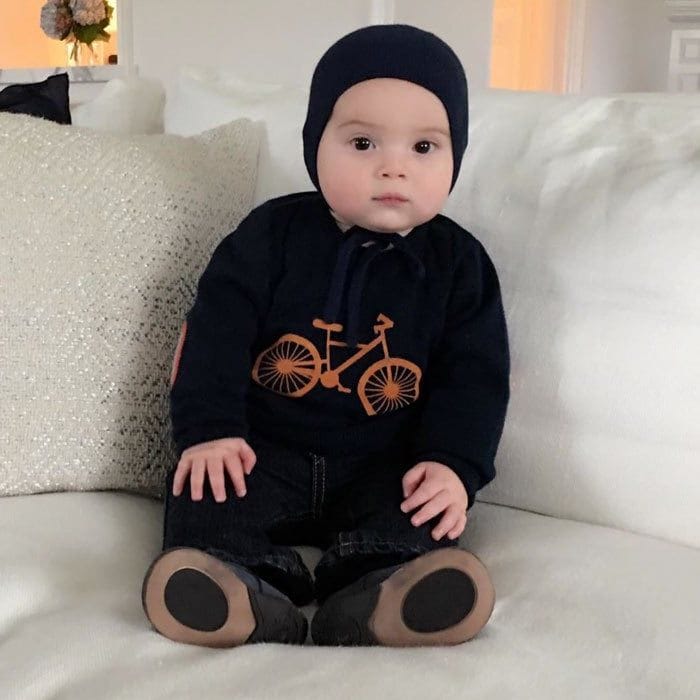 Fall fashion never looked so cute! Ivanka shared a photo of her baby boy dressed warmly in a black ensemble, which featured an orange bicycle illustration, writing, "Fall fashion courtesy of Theodore!"
Photo: Instagram/@ivankatrump