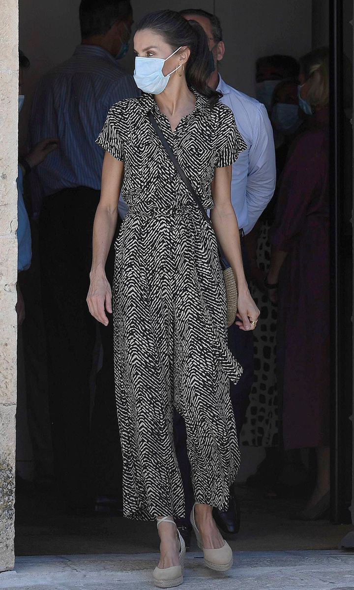 Queen Letizia looked stylish in a Mango jumpsuit on July 2