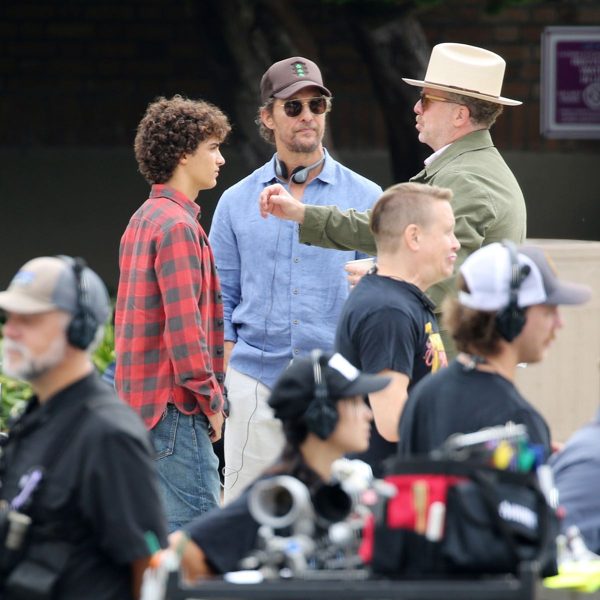 Levi McConaughey is spotted for the first time as an actor alongside father Matthew McConaughey on the set of Way of the Warrior Kid in Los Angeles. 