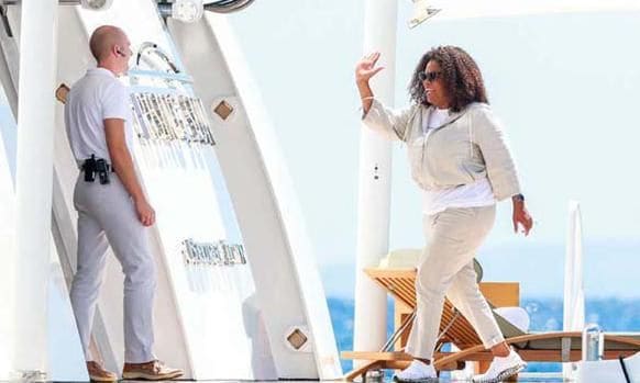 oprah greeting staff yacht