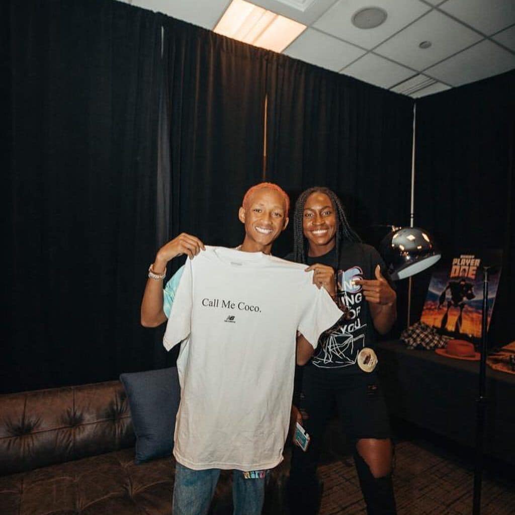 Coco Gauff and Jaden Smith backstage at Madison Square Garden