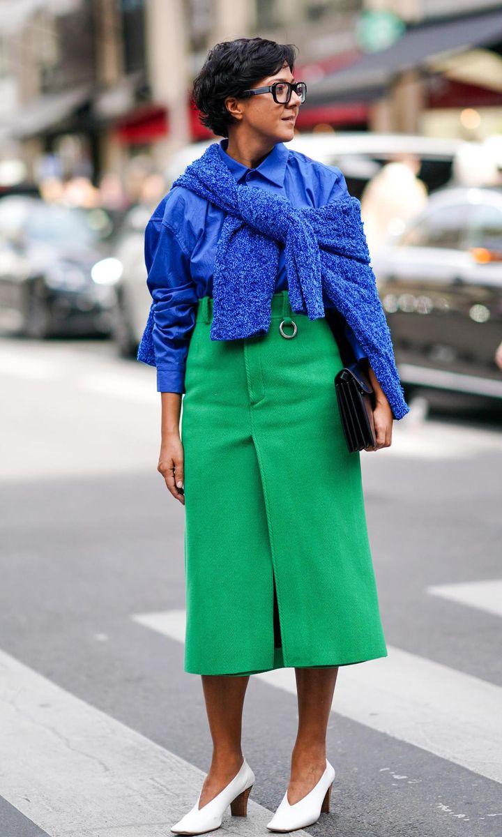 Preppy-style sweater in Classic Blue by Pantone