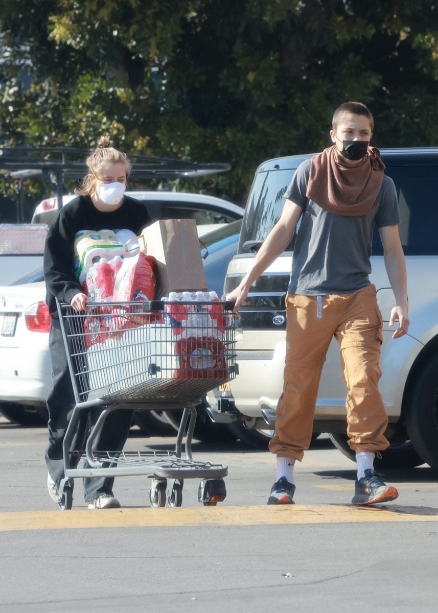 Shiloh Jolie-Pitt and Knox Leon Jolie-Pitt stock up on water and supplies in Los Feliz to support those affected by the Palisades Fire. 