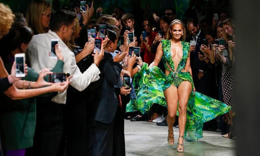 Jennifer Lopez walks the Versace runway during Milan Fashion Week