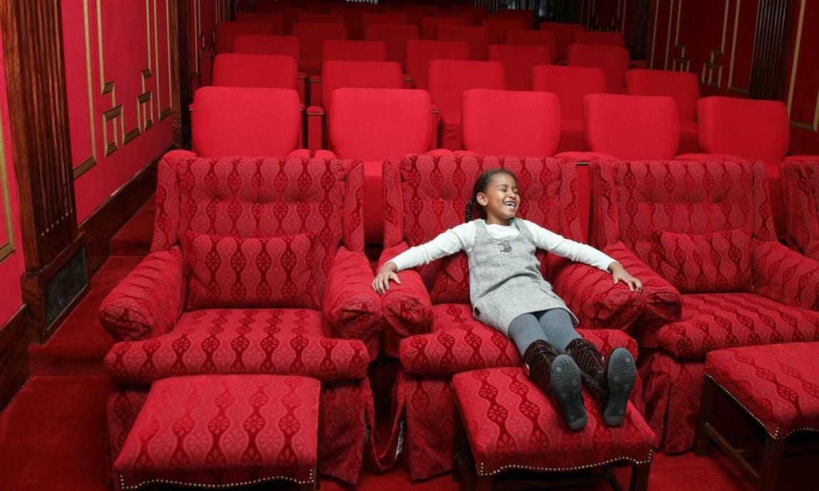 Sasha Obama at the White House movie theater