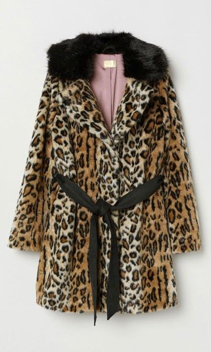 Leopard print long haired faux fur coat by H&M