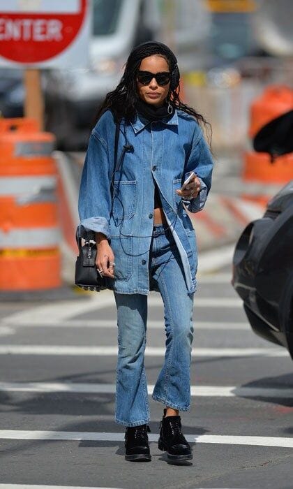 celebrity denim on denim look