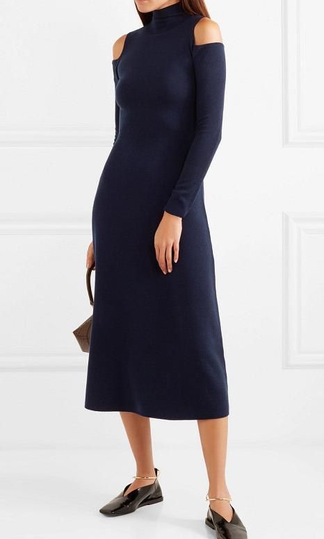 Silveira cold-shoulder wool-blend midi dress by Gabriela Hearst