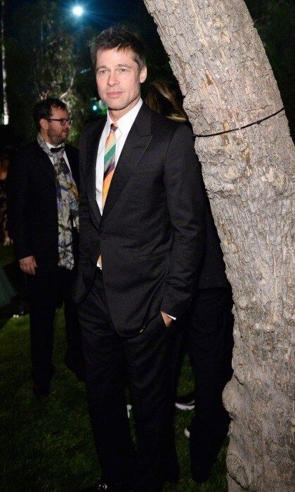 The ageless Brad Pitt, who was also wearing Gucci, looked sharp inside the LACMA Art + Film annual gala. He was as youthful as ever in a tailored dark suit, choosing a orange, green, grey, black and yellow striped tie to brighten up the ensemble.
Photo: Stefanie Keenan/Getty Images for LACMA