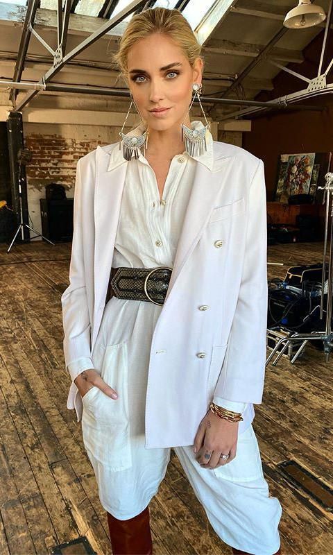 Chiara Ferragni in a white blazer