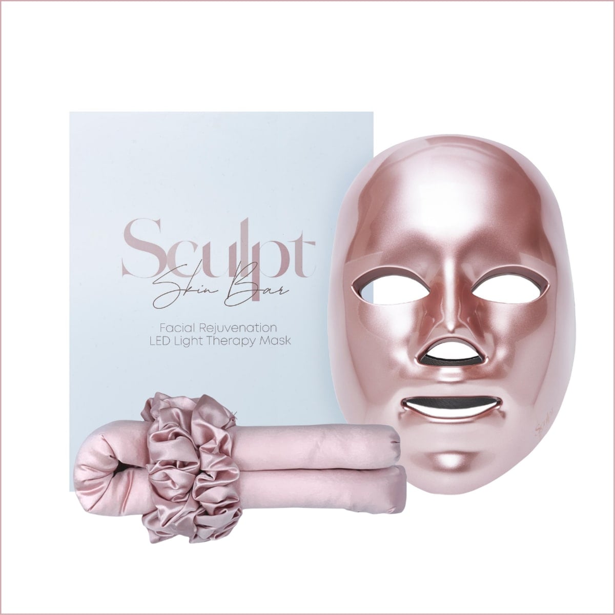 The LED Facial Rejuvenation Mask and Silk-Rose Heatless Curler is the perfect gift for women into skincare and looking to add the latest technology that helps with their at-home regime. Sculpt Skin Bar conveniently lets them do this without breaking the bank! The Silk Rose Heatless Curler made of 22 Momme Mulberry Silk with 6A Grading exists to create beautiful, effortless waves and bouncy, luscious curls. This plush silk curler is designed to optimize your hair's hydration level, prevent breakage, lock-in hydration, reduce unwanted frizz, and improve hair strength and shine, all while saving you time, energy and the health of your hair. The LED Face Mask is a non-invasive treatment that works by using an array of bright light-emitting diodes that send low-level light energy into the deeper layers of the skin.