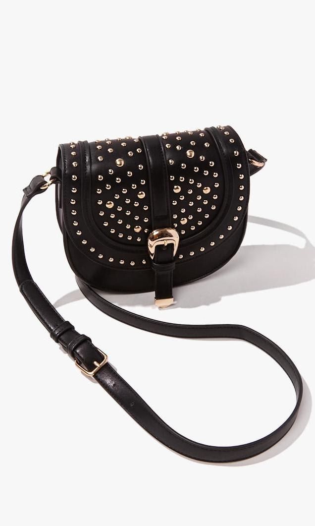 Studded Faux Leather Crossbody Bag