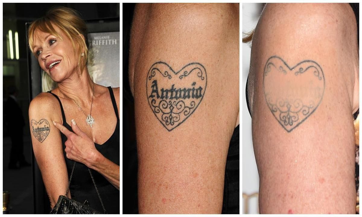 Melanie Griffith concealed her old Antonio Banderas heart shaped tattoo with new ink