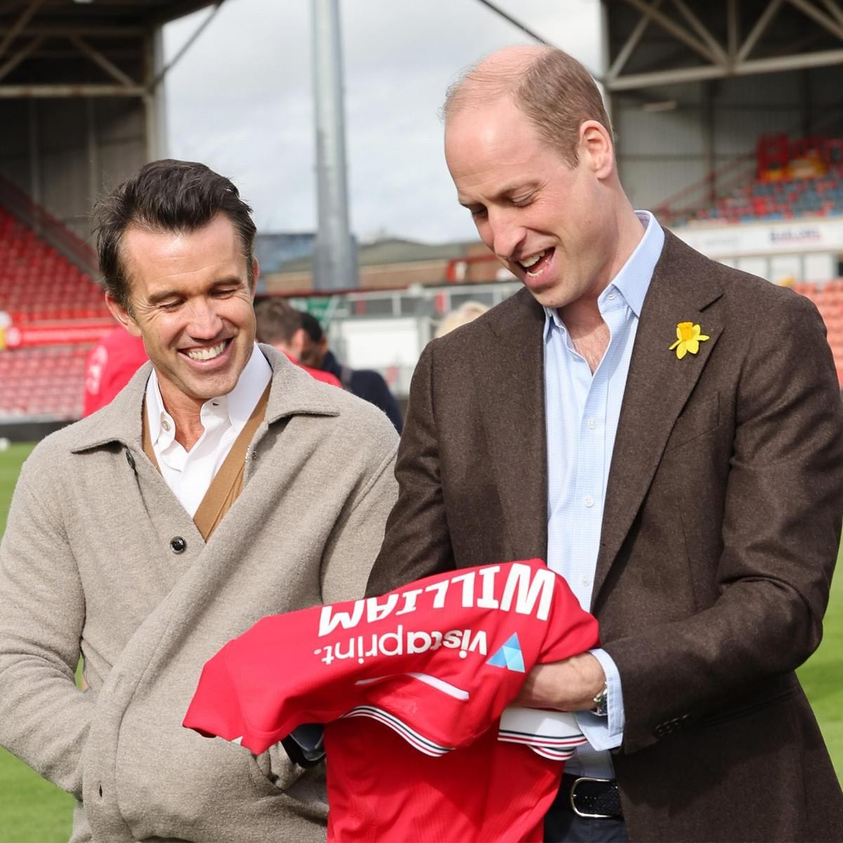 At the stadium, William heard about the soccer club's redevelopment and historic rise over the past three years since Rob and Ryan Reynolds' takeover.