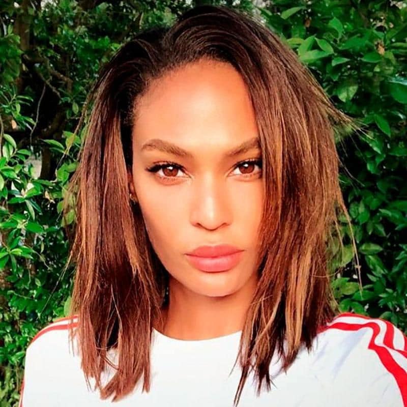 Joan Smalls with balayage hair coloring