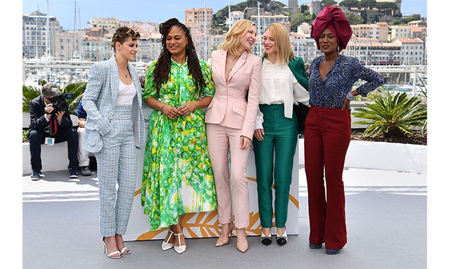 Power and style! The female members of the 2018 Cannes jury were dressed to impress on the first day of the festival. From left, American actress Kristen Stewart, American filmmaker Ava DuVernay, Australian actress Cate Blanchett, French actress Lea Seydoux and Burundian singer Khadja Nin.
Photo: Getty Images