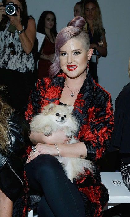 Kelly Osbourne had a furry friend (her Pomeranian dog Polly) with her at the Milly Fashion Show held at the ArtBeam.
Photo: John Lamparski/WireImage