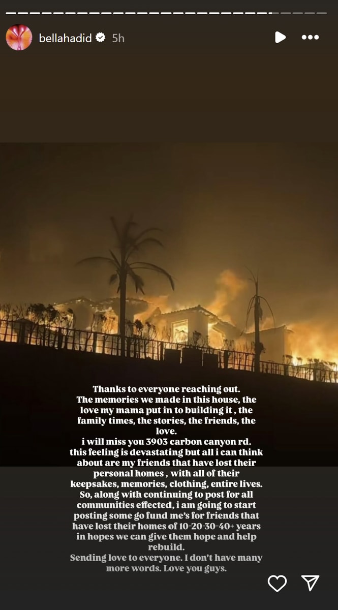 Hadid shared a message for her followers