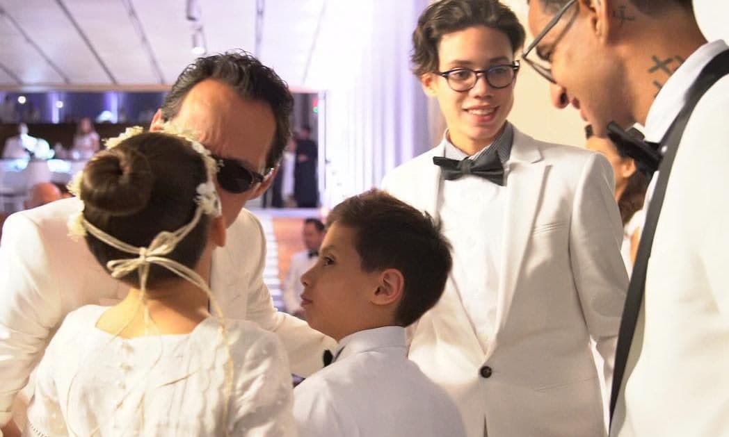 Marc Anthony pictured with his children (from left) Emme, Max, Ryan and Chase