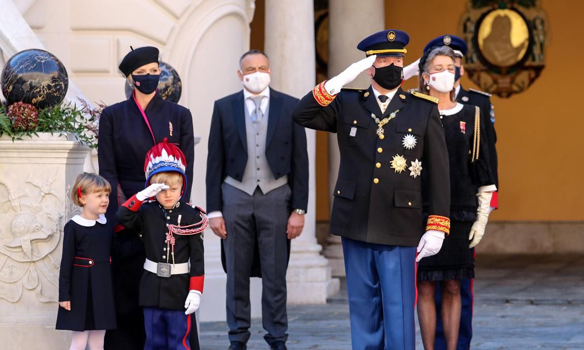 Like father, like son. Prince Jacques, heir apparent to the Monegasque throne, copied his dad Prince Albert's salute.