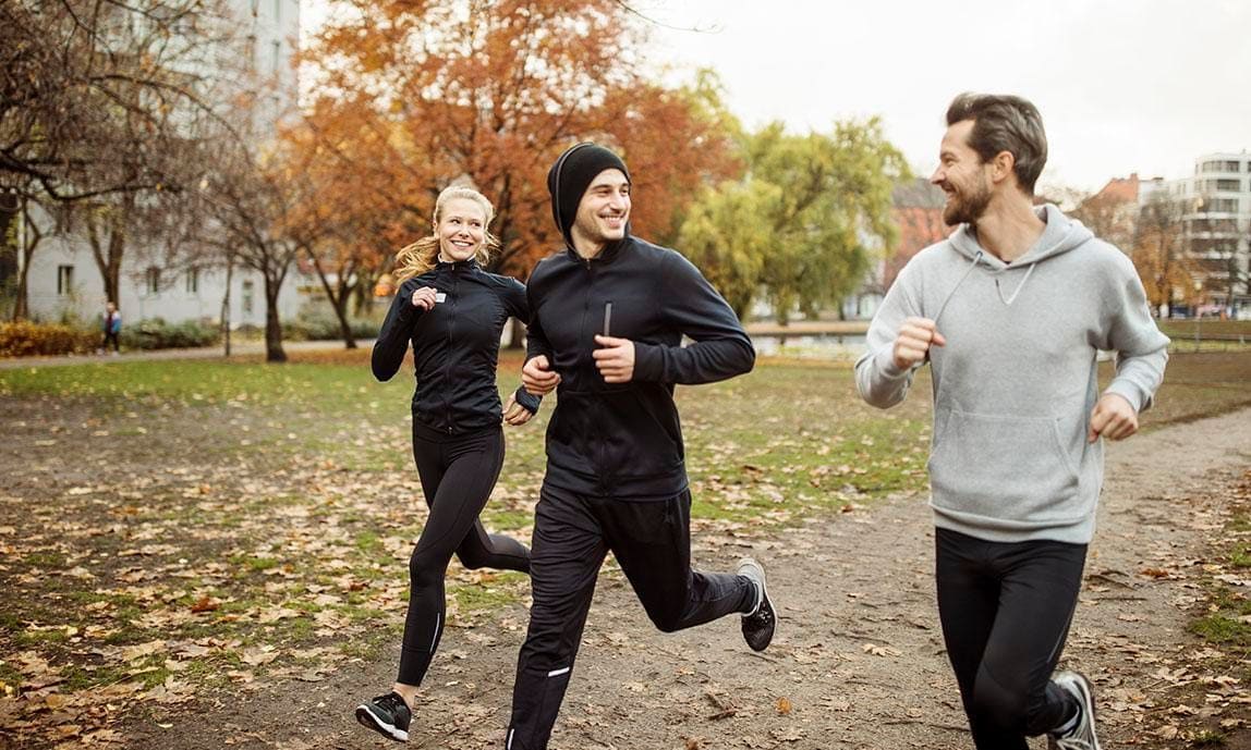 Group of friends running