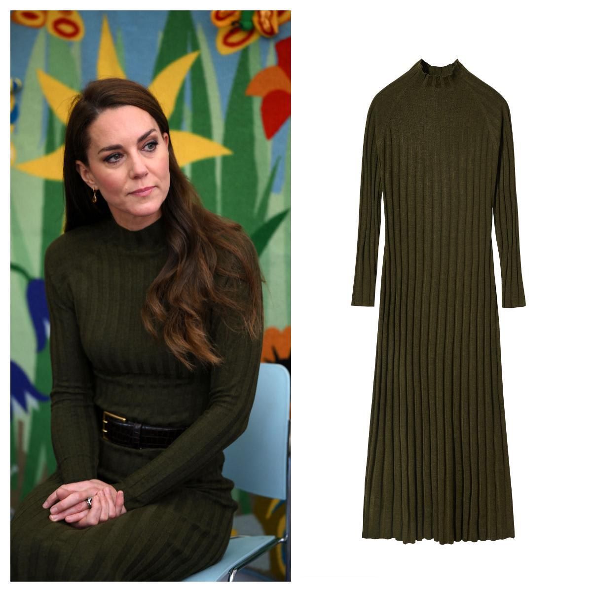 Mango confirmed to HOLA! USA that the Princess wore the brand's Knitted Perkins neck dress, which retails for $ 59.99.